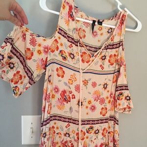 Colorful boho cold shoulder top